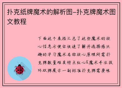 扑克纸牌魔术的解析图-扑克牌魔术图文教程